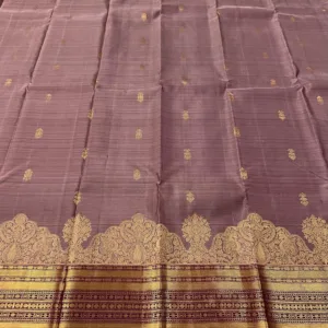 Dark Onion Pink Kanchipuam Silk Saree With Purple