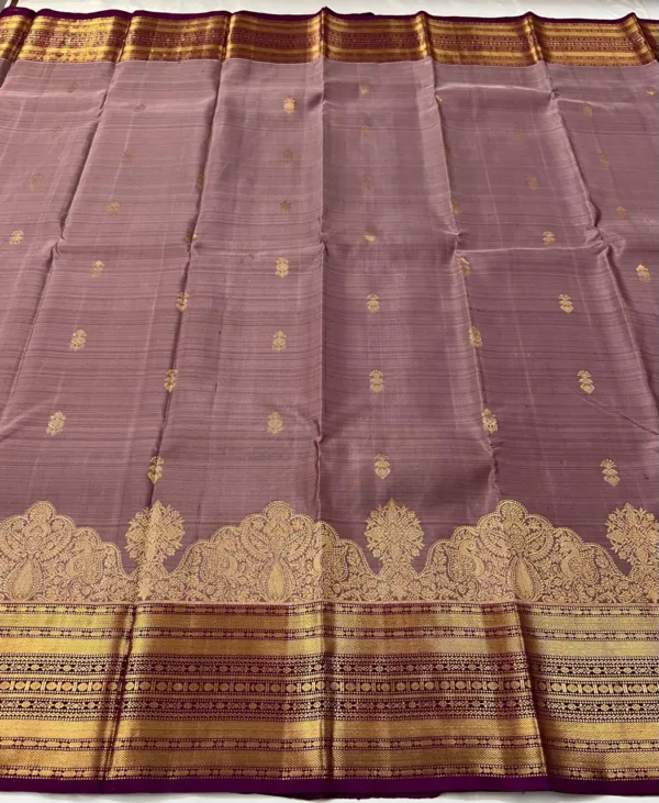 Dark Onion Pink Kanchipuam Silk Saree With Purple