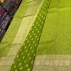 Banaras Georget silk saree In Leaf Green