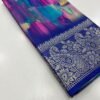 Dola Silk Saree Viscose Jacquard Border In Blue With Pink