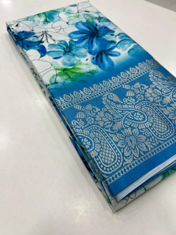 Dola Silk Saree Viscose Jacquard Border In Sky Blue