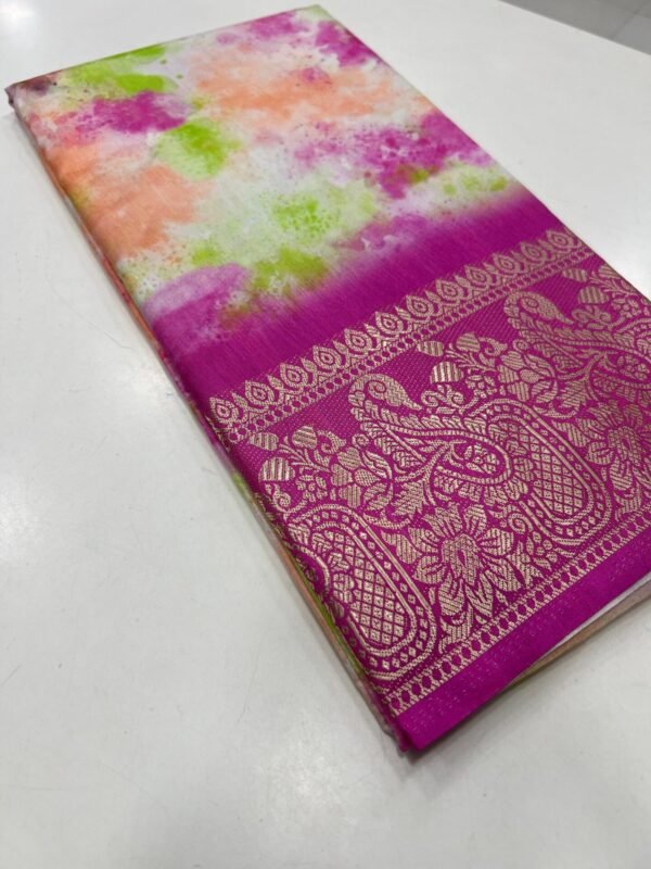 Dola Silk Saree Viscose Jacquard Border in pink