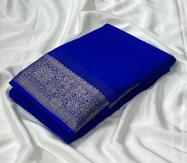 Exclusive Mysore Dani chiffon saree In Royal Blue