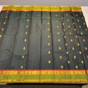 Green Kanchipuram Silk Saree With Rette Patta Border