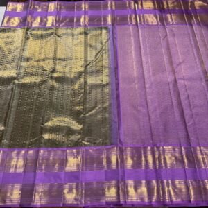 Kanchipuram Silk Saree In Green With Lavender