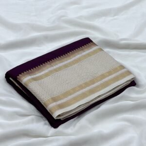 Premium Mysore silk saree In Purple With White