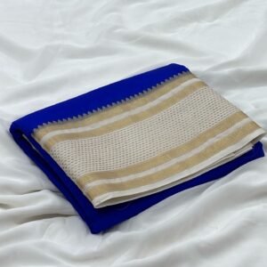Premium Mysore silk saree In Royal Blue With White