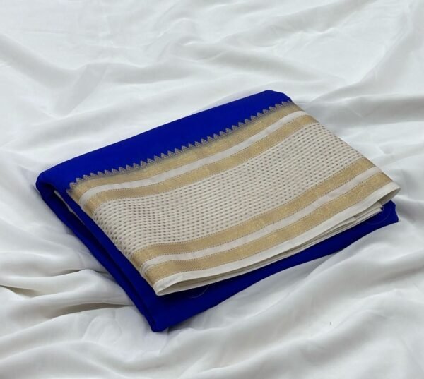 Premium Mysore silk saree In Royal Blue With White
