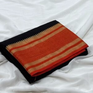 Premium Mysore silk saree In Black With Red