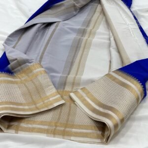 Premium Mysore silk saree In Royal Blue With White