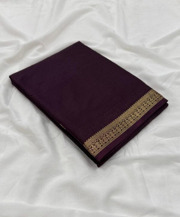 Premium semi Mysore crepe silk saree In Coffee Brown