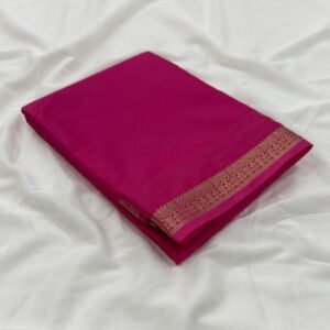 Premium semi Mysore crepe silk saree In Rani Pink