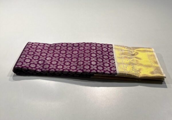 Korvai Kanchipuram SIlk Saree In Purple With Off White