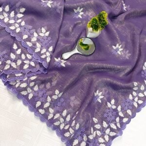 Party wear Shimmer Georgette saree in purple