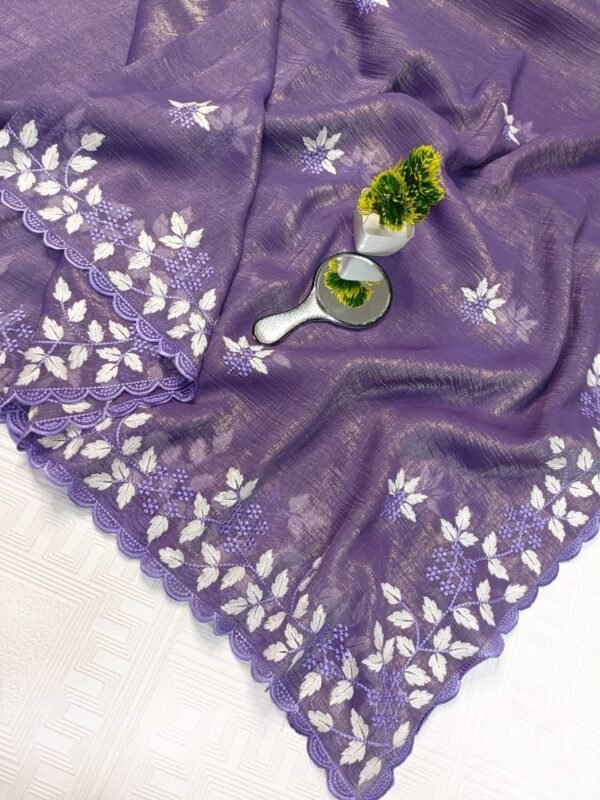 Party wear Shimmer Georgette saree in purple