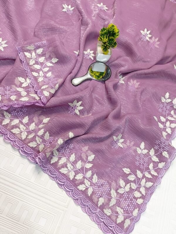 Party wear Shimmer Georgette saree in lavender