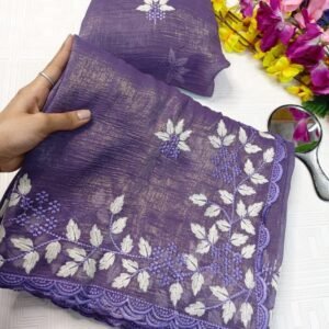 Party wear Shimmer Georgette saree in purple