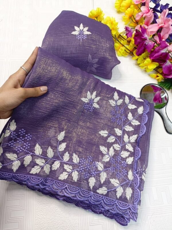 Party wear Shimmer Georgette saree in purple