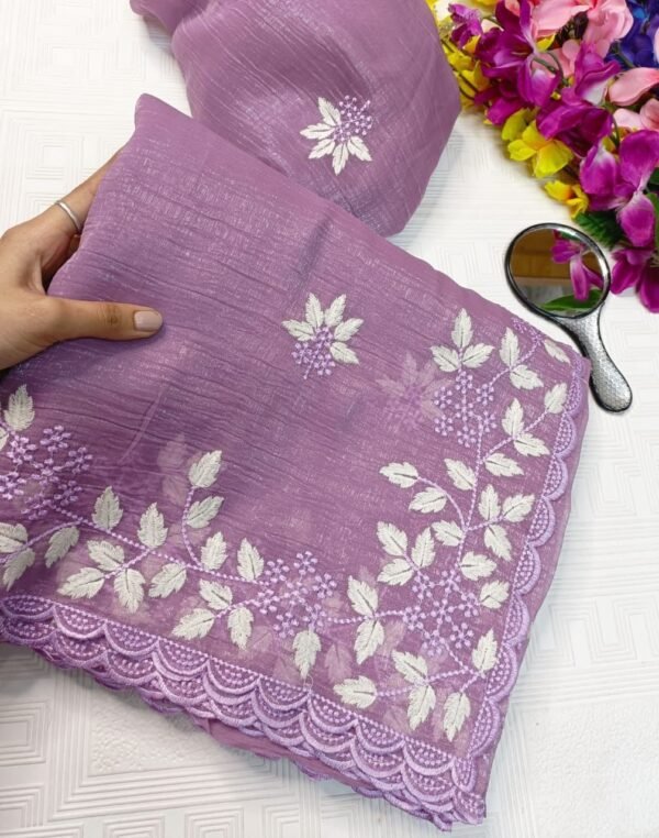 Party wear Shimmer Georgette saree in lavender