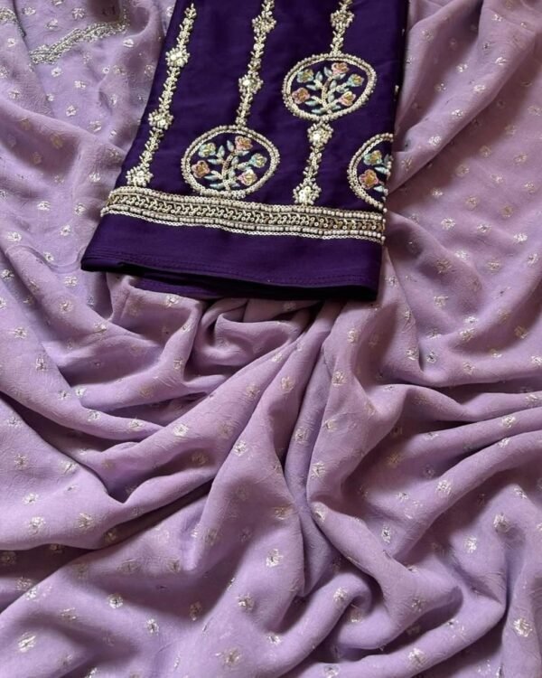 Viscose butti work saree with Swarovski work Border
