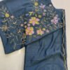 Designer Pure Soft chinon silk saree In Teal Blue