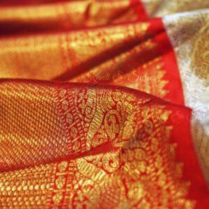 Muhurtham Saree White And Red Pure Kanjivaram Silk Saree