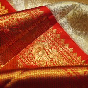 Muhurtham Saree White And Red Pure Kanjivaram Silk Saree