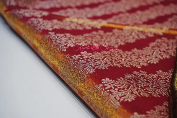 Kanjivaram Saree in Multi-Shade Orange & Pink with Coffee
