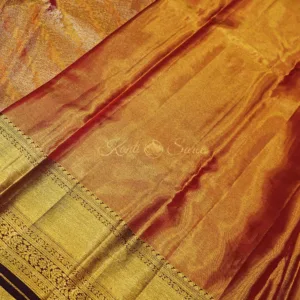 Kanjivaram Saree in Multi-Shade Orange & Pink with Coffee