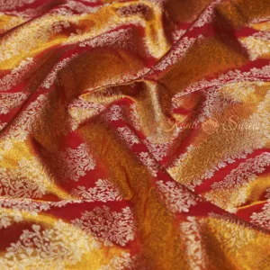 Kanjivaram Saree in Multi-Shade Orange & Pink with Coffee