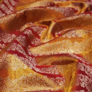 Kanjivaram Saree in Multi-Shade Orange & Pink with Coffee