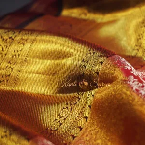Original Kanjivaram Saree in Multi-Shade Orange & Pink with Coffee