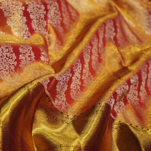 Original Kanjivaram Saree in Multi-Shade Orange & Pink with Coffee