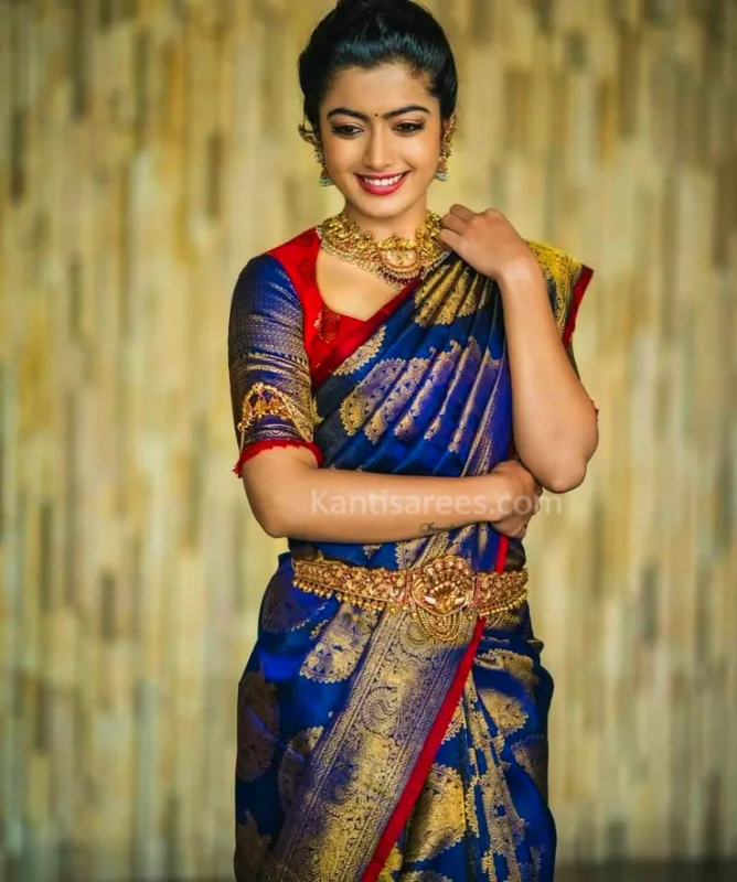 Elegance Draped in Tradition: Rashmika Mandanna in Kanjivaram Saree at Mugdha Store Launch, Hyderabad 3 Rashmika Mandanna in Kanjivaram saree