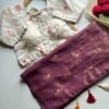 Onion Pink Golden Zari Tissue Saree Chanderi Cotton Blouse