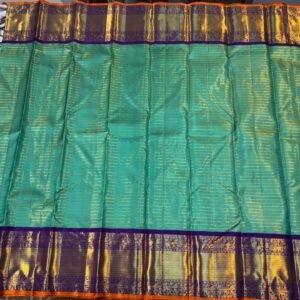 Kanchipuram SIlk Saree In Turquoise With Blue