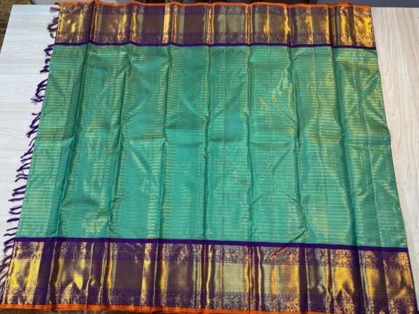 Kanchipuram SIlk Saree In Turquoise With Blue