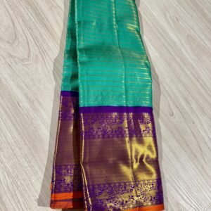 Kanchipuram SIlk Saree In Turquoise With Blue