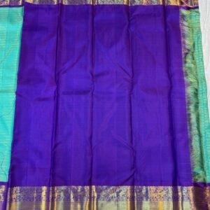 Kanchipuram SIlk Saree In Turquoise With Blue