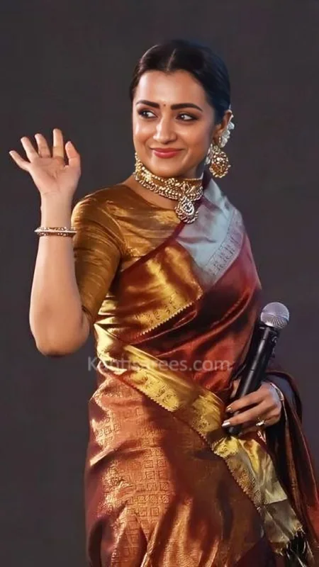 Regal Elegance: Trisha Krishnan in Kanjivaram Saree Stuns at Ponniyin Selvan 1 Event 3 Trisha Krishnan in Kanjivaram Saree