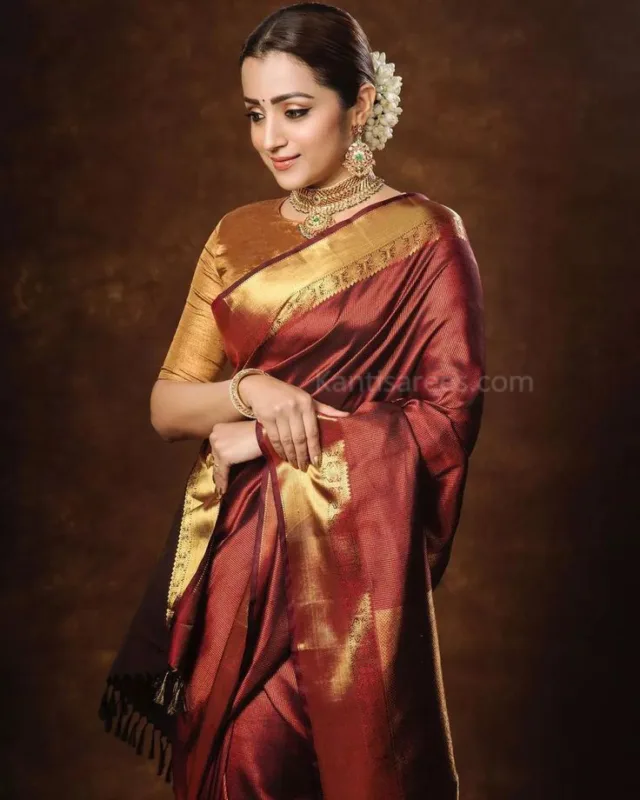 Regal Elegance: Trisha Krishnan in Kanjivaram Saree Stuns at Ponniyin Selvan 1 Event 5 Trisha Krishnan in Kanjivaram Saree