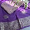 Lavender & Pink Viscose Georgette Saree With banarasi Contrast Blouse