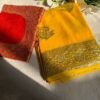 Yellow Viscose Georgette Saree With banarasi Contrast Blouse
