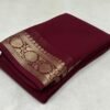 Maroon Viscose Crape Silk Saree
