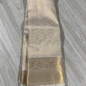 White Kanchipuram Silk Saree In Small Border