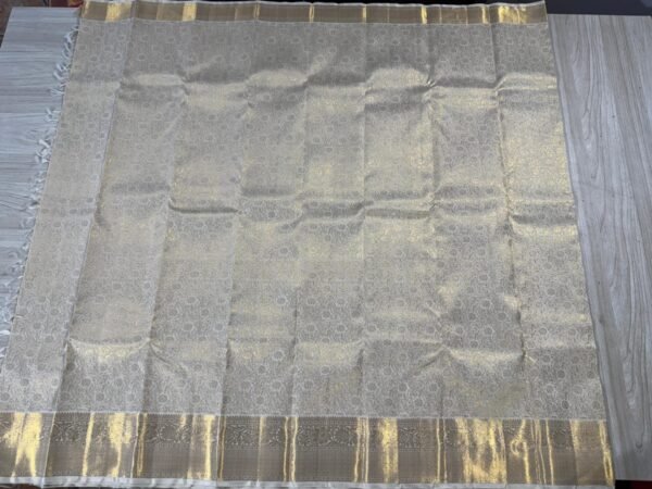 White Kanjivaram Silk Saree With Gold Jari Brocade