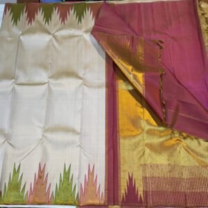 Temple Border Kanjivaram Silk Saree In White