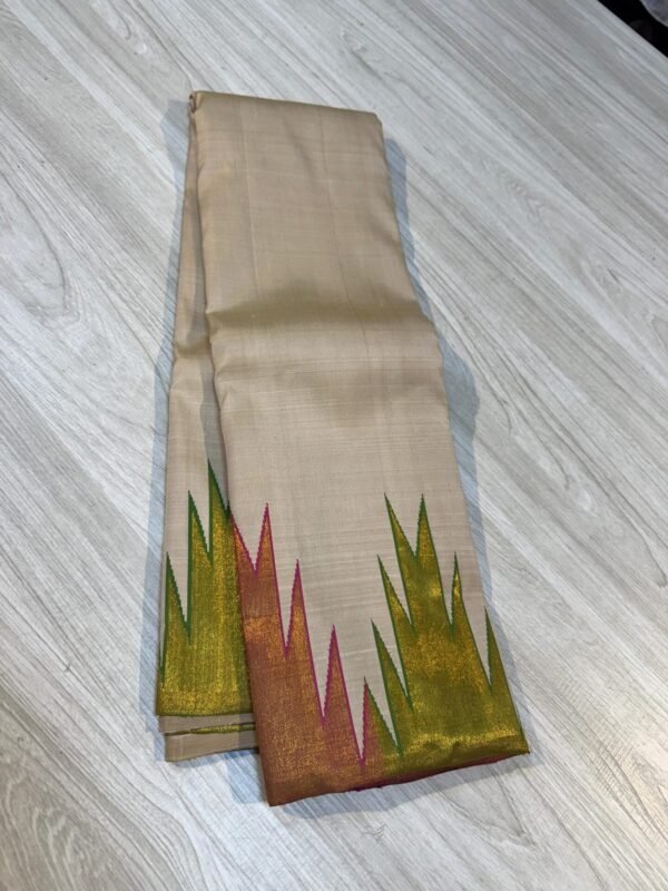 Temple Border Kanjivaram Silk Saree In White