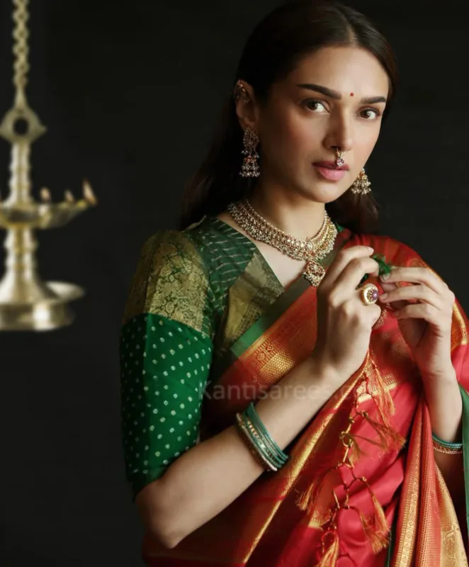 Aditi Rao Hydari in Kanjivaram Saree: Royal in Red for Kishandas & Co Jewels Ad Shoot 4 Aditi Rao Hydari in Kanjivaram saree
