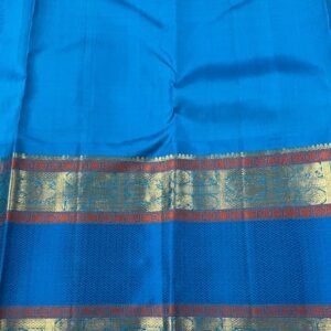 Retta Patta Border Kanchipuram Silk Saree In Dark Purple With Blue